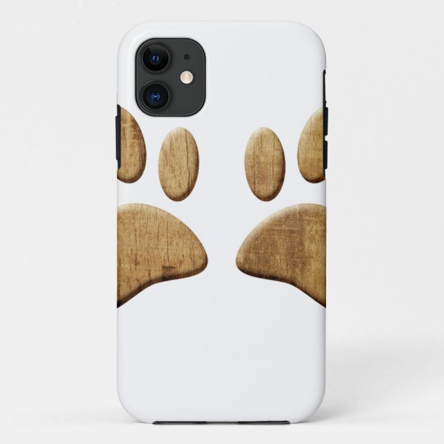 Coques Case-Mate iPhone Empreinte de patte de chien de bois (Dos)