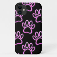 Empreinte de patte de chien de Néon rose