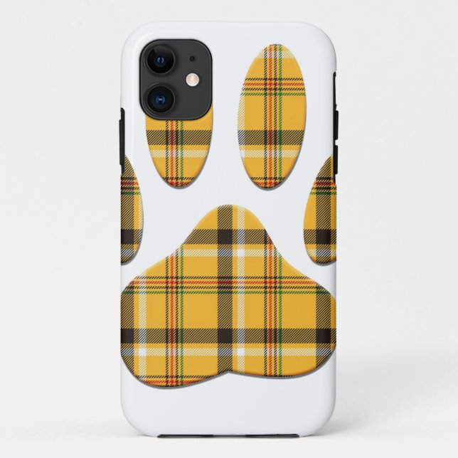 Coques Case-Mate iPhone Empreinte de patte de chien Tartan (Dos)