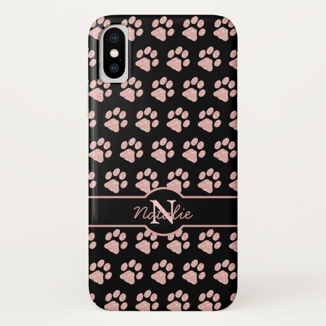 Coques Case-Mate iPhone Empreinte de patte Rose de Parties scintillant Gol (Dos)