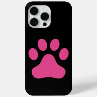 Coque iPhone 15 Pro Max Empreinte de patte rose minimal sur Arrière - plan