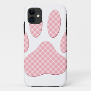 Case-Mate iPhone Case Empreinte de patte Tartan Rose Et Blanc