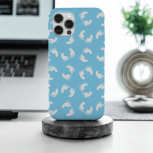 Coque iPhone 15 Pro Max Empreintes bébé, Pied bébé, Marches, Bleu, Garçon