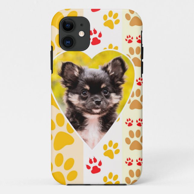 Coques Case-Mate iPhone Empreintes de pattes cardiaques du Chihuahua (Dos)