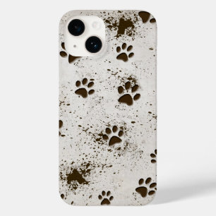 Coque Pour iPhone 14 Empreintes de pattes de chiens boueux