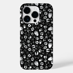 Coque Pour iPhone 14 Pro Empreintes de pied 01.b. BG noir