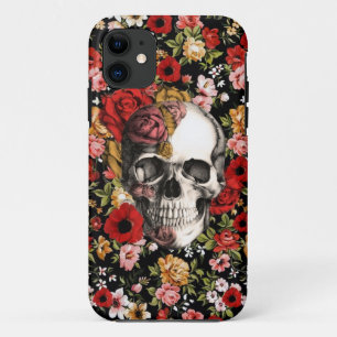 Coque Case-Mate Pour iPhone En fleur, rétro motif floral avec le crâne