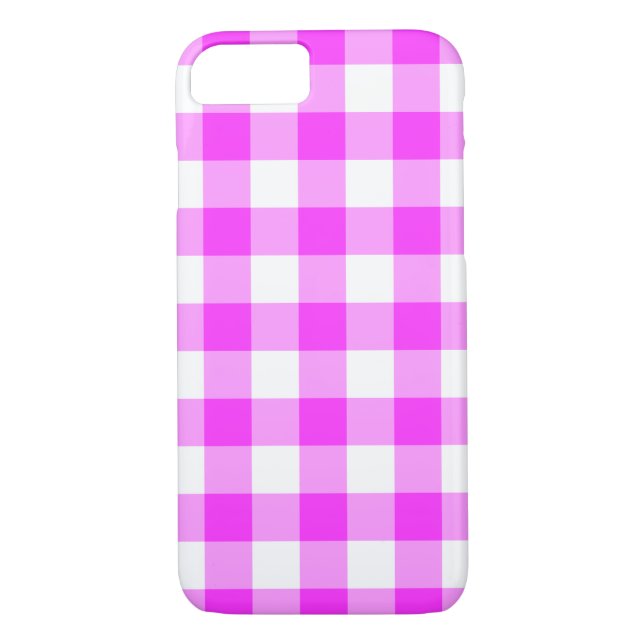 Coques Case-Mate iPhone En vichy plaid rose et blanc (Dos)