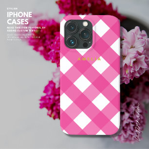 Case-Mate iPhone Case En vichy rose minimaliste moderne