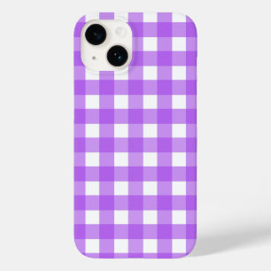 Coque Pour iPhone 14 En vichy violet brillant