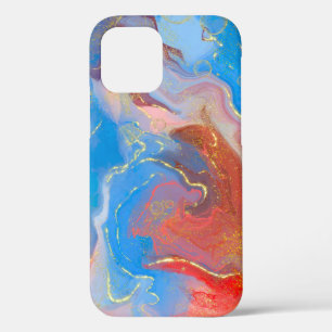 Case-Mate iPhone Case Encre d'alcool marbré noir, bleu et or