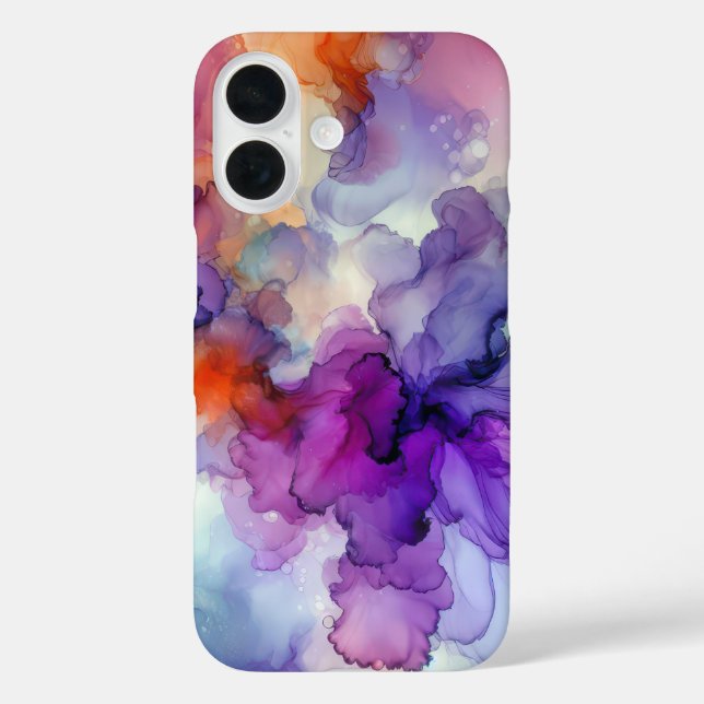 Coques Case-Mate iPhone Encre d'alcool orange et violet Abstraite (Verso)