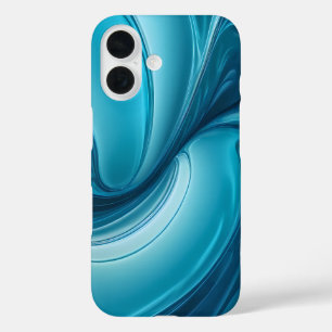 Coque Pour iPhone 16 Énergie Bleue Liquide – Conception de Flux Abstrai