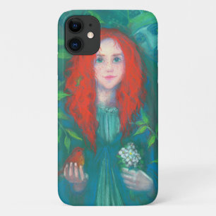 Coque iPhone 11 Enfant de la forêt, fille aux cheveux rouges, tein