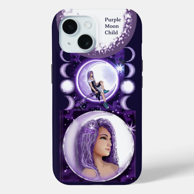 Coques Case-Mate iPhone Enfant mauve lune (Verso)