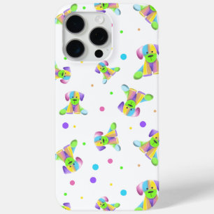 Coque iPhone 15 Pro Max enfants arc-en-ciel chien chiot pois couleurs vive