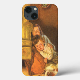 Etui iPhone 13 Enfants de Noël Vintage en attente du Père Noël