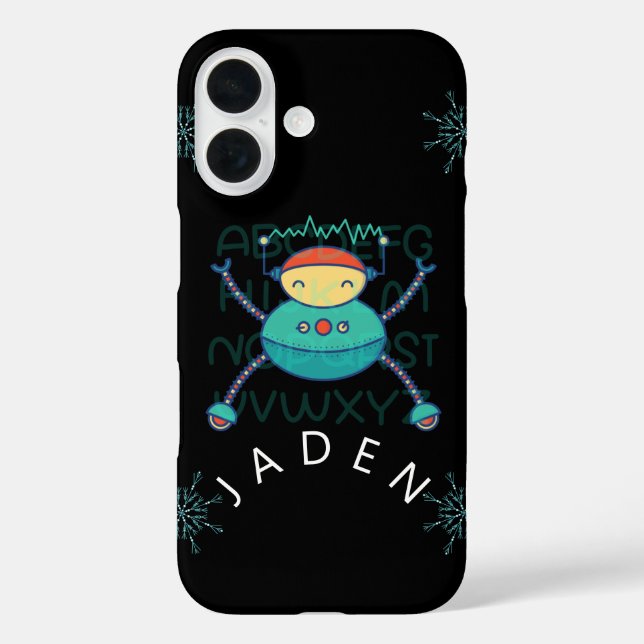 Coques Case-Mate iPhone Enfants Éducation ABC Alphabet Robot Snowflake (Verso)