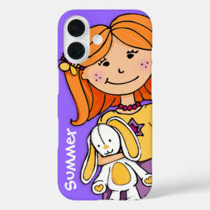 Coques iPhone 16 Enfants nom iphone fille mauve jaune