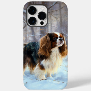 Coque Pour Pour iPhone 14 Pro Max English Toy Spaniel Laisser Neige Noël