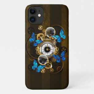 Case-Mate iPhone Case Engrenages à vapeur et papillons bleus