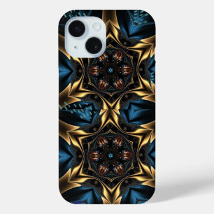 Coque Pour iPhone 15 Engrenages en or bleu sauvage