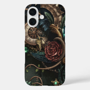 Coque Pour iPhone 16 Engrenages, fleurs et fusion d'Imaginaires