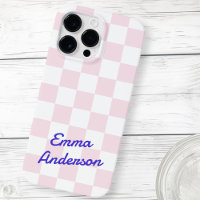 Enseigne rétro rose pâle motif damier blanc