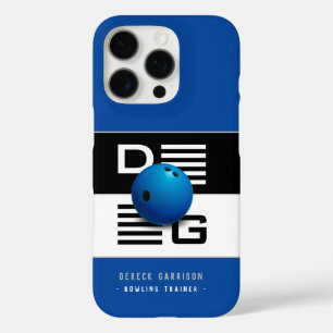 Coques iPhone 16 Pro Entraîneur professionnel de bowling   Initiales en