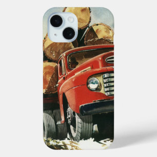 Coque Pour iPhone 15 Entreprise vintage, Camion d'exploitation forestiè