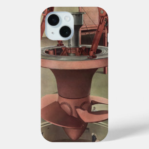 Coque Pour iPhone 15 Entreprise Vintage, Énergie de Turbine à Eau Géant