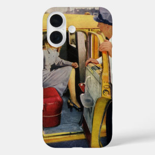 Coques iPhone 16 Entreprise Vintage, Femme Passagère de Taxi