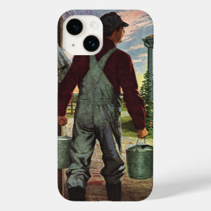 Coque Pour iPhone 14 Entreprise vintage, ferme avec fermier et poulet