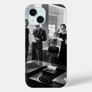 Coque Pour iPhone 15 Entreprise Vintage, Hommes d'Affaires Bureau de Di