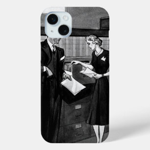 Coque iPhone 15 Mini Entreprise vintage, hommes d'affaires de bureau