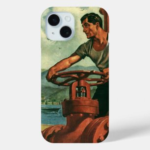 Coque Pour iPhone 15 Entreprise vintage, pétrolier navire-citerne avec 