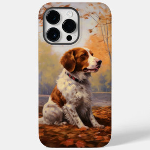 Coque Pour Pour iPhone 14 Pro Max Épagneul breton dans les feuilles d'automne qui to