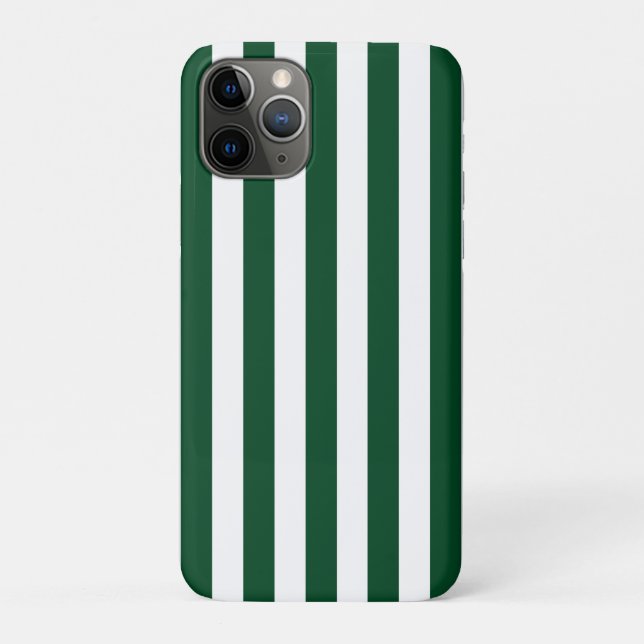 Coques Case-Mate iPhone Épais Rayures Verticales Forêt Vert Blanc rayé (Dos)