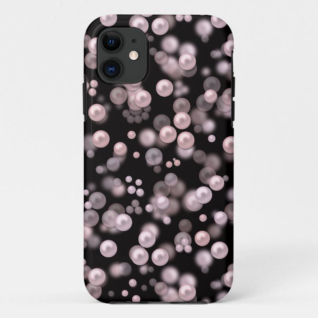 Coques Case-Mate iPhone Éparcelles de perles roses et blanches sur velours (Dos)