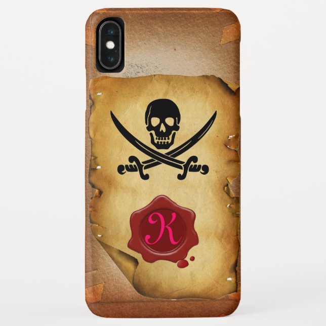 Coques Case-Mate iPhone ÉPÉE CROISÉE SKULL MONOGRAM parchemin de sceau de  (Dos)