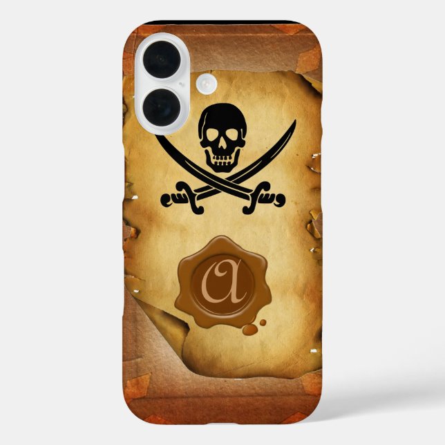 Coques Case-Mate iPhone ÉPÉE CROISÉE SKULL MONOGRAM parchemin de sceau de  (Verso)