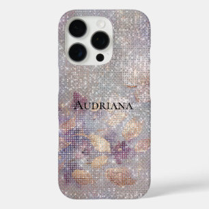 Coques iPhone 16 Pro Éperche florale violette en or glam