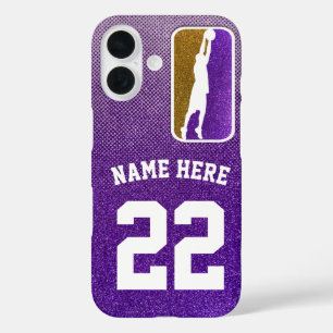 Coque Pour iPhone 16 Équipe de basket-ball de Parties scintillant viole