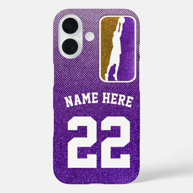 Coques Case-Mate iPhone Équipe de basket-ball de Parties scintillant viole (Verso)