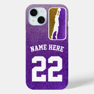 Coque Pour iPhone 15 Équipe de basket-ball de Parties scintillant viole