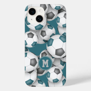 Coque Pour iPhone 14 Équipe de football gris turquoise couleurs enfants