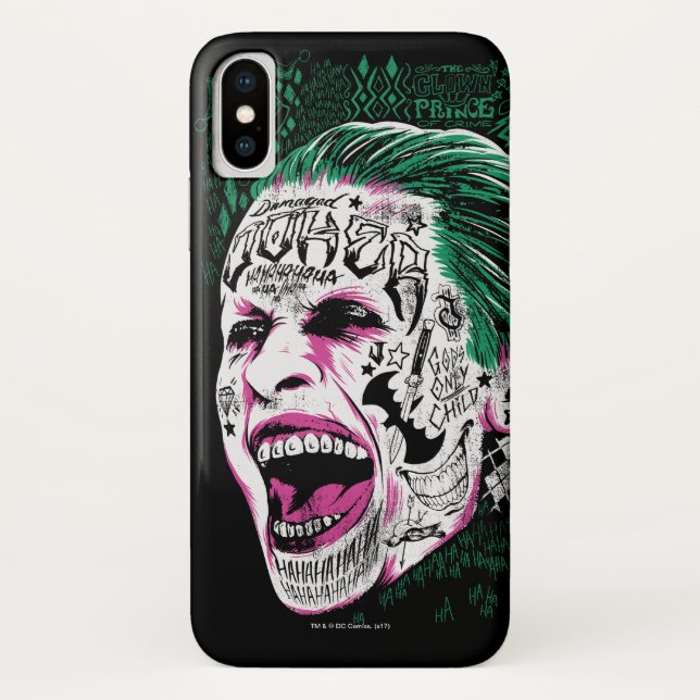 Coques Case-Mate iPhone Équipe de suicide | Rire Joker Head Sketch (Dos)