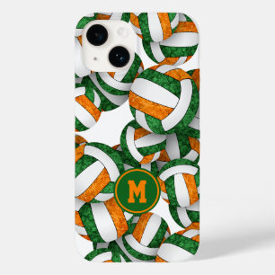 Coque Pour iPhone 14 Equipe orange verte couleurs girly volleyballs