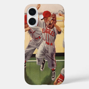 Coque Pour iPhone 16 Équipe vintage De Baseball, Boys Roughhousing
