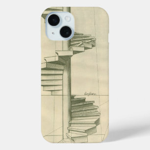 Coque Pour iPhone 15 Escaliers Architecturaux vintages, Escalier Spiral